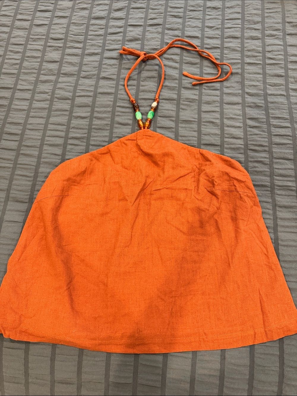 Commense Burnt Orange Halter Crop Top with Bead Detail